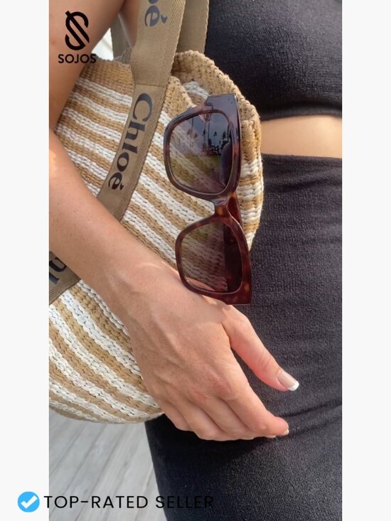 Trendy Polarized Square Sunglasses Retro Oversized Thick Frame Sun Glasses main image 7